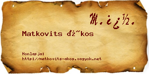 Matkovits Ákos névjegykártya
